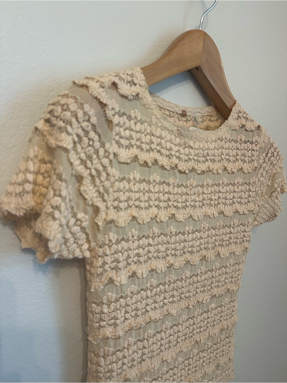 Free People Angelina Lace Tee in Crème - Picture 7 of 9